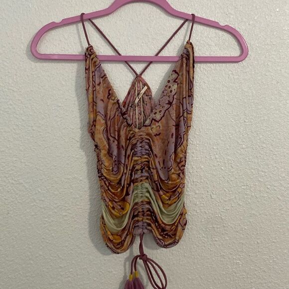 NWOT- Free People-Cocktail Queen Printed boho Top-size Large - Picture 5 of 16